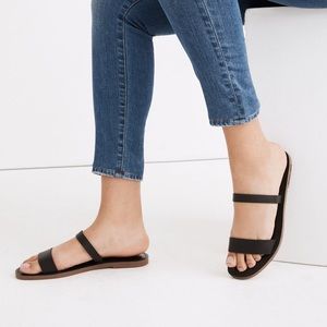 COPY - madewell boardwalk thin double strap sandal black leather size 6.5-7 w/ …